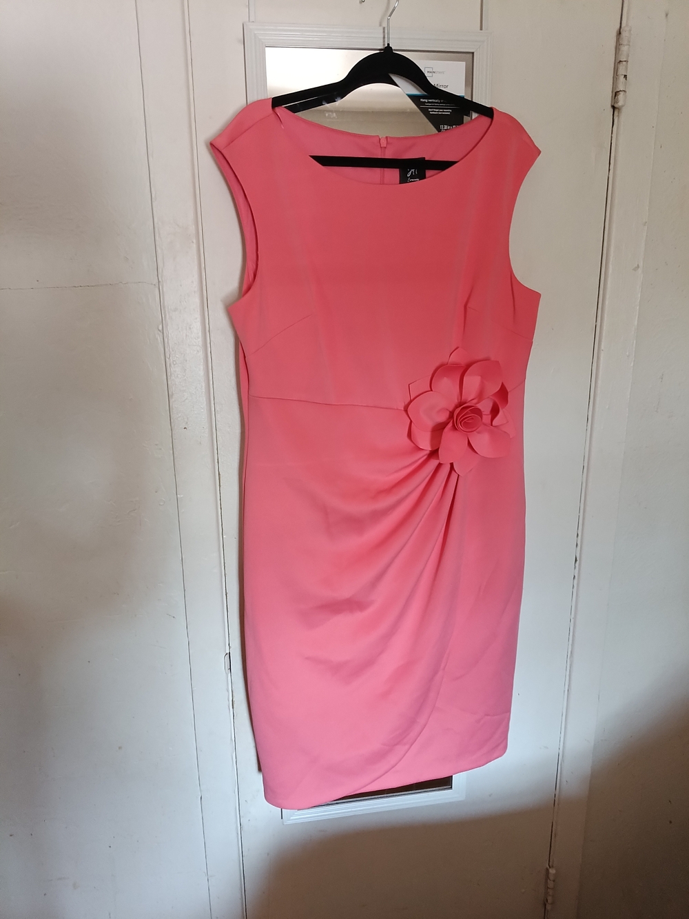 Sleeveless Pink Floral Accent Sheath Dress